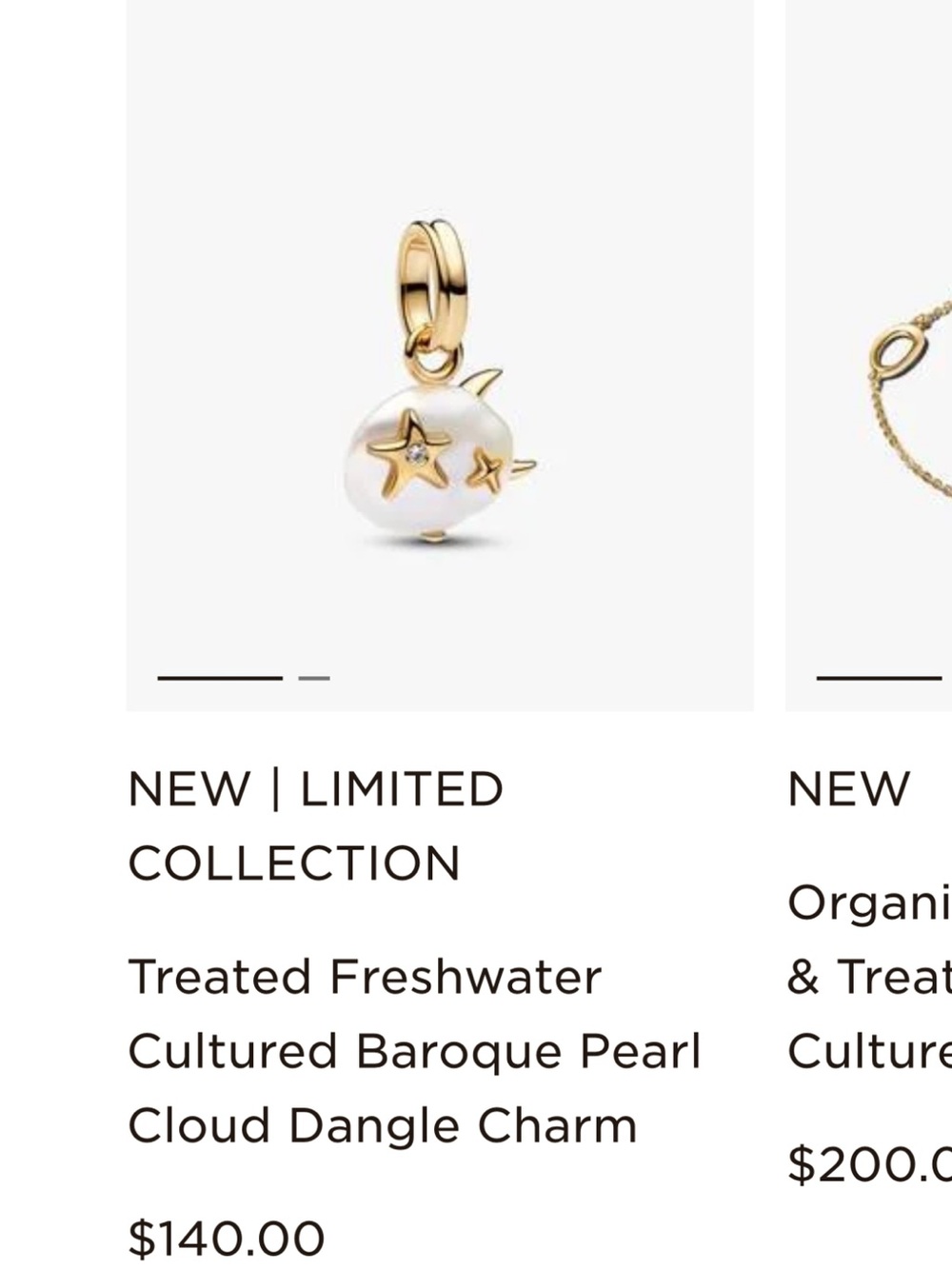 Pandora Gold and White Star Fish Charm Pendant - Women Jewelry